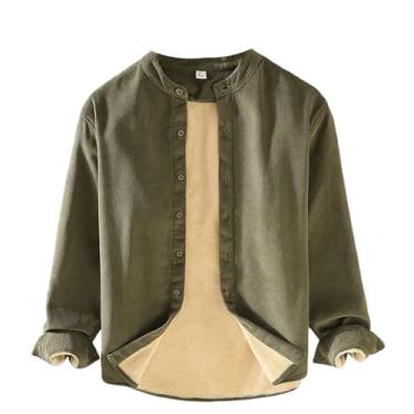 Imagem de Camisa de inverno masculina manga longa casual gola alta lisa lã grossa veludo cotelê simples tops quentes, En8, GG