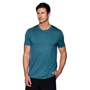 Imagem de RBX Camiseta masculina Active Athletic Fit para treino, manga curta, absorção de umidade, secagem rápida, gola redonda, Azul-petróleo escuro mesclado, M
