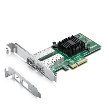 Imagem de Placa de rede H!Fiber Gigabit Dual com chip Intel 82576, 2 portas SFP 1 GB placa de rede Compare com Intel E1G42EF NIC, PCI Express 2.0 X4, placa Ethernet com perfil baixo para Windows/Windows Server