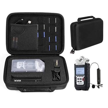 Imagem de Estojo de gravador portátil profissional com incrustação de espuma DIY para gravadores de música ZOOM H1, H2N, H5, H4N, H6, F8, Q8, carregador, adaptador de tripé de microfone e acessórios (poliéster