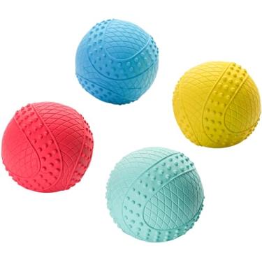 Imagem de iPettie Bola flutuante de verão para cães, brinquedo de buscar água estridente, bola de borracha à prova d'água, sem BPA, colorido, 4 conjuntos, 6,3 cm