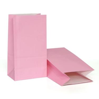 Imagem de ADIDO EVA 80 peças de lembrancinhas de festa pequenas sacolas de almoço de papel rosa para festa de aniversário de casamento infantil 5,1 x 3,1 x 9,4 polegadas