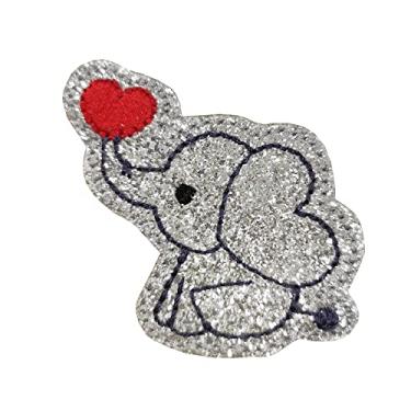 Imagem de Elefante fofo com coração bordado a ferro no remendo para roupas camisa mochila