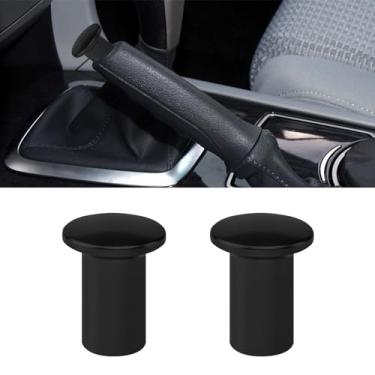 Imagem de CHRYMUM 2 peças de botão de desvio de manípulo giratório, tampa de emergência de freio de mão de freio E, botão de trava de alavanca giratória manual, acessórios de substituição de alumínio para carro