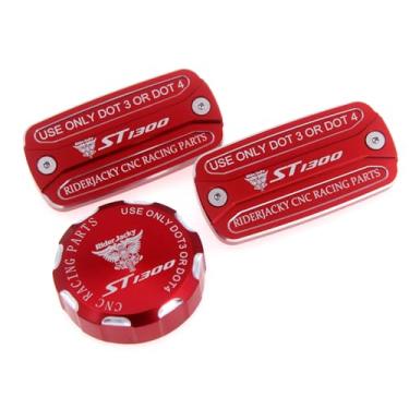 Imagem de Para Honda ST1300/A/AC 2003-2013 | ST1300PA 2005-2018 Freio dianteiro e embreagem e freios traseiros Tampa do reservatório de fluido do cilindro mestre ST 1300 Acessórios Peças modificadas (Vermelho)