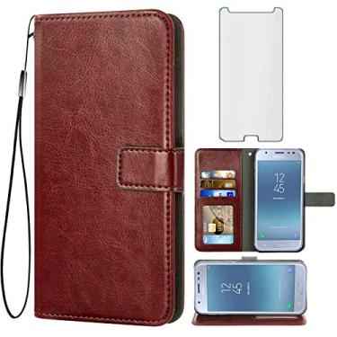 Imagem de Asuwish Compatível com Samsung Galaxy J7 Prime 2017 J 7 Skypro Sky Pro J7V V S727VL, capa tipo carteira de vidro temperado, protetor de tela, porta-cartões, capas para celular para Glaxay Halo 7J Perx