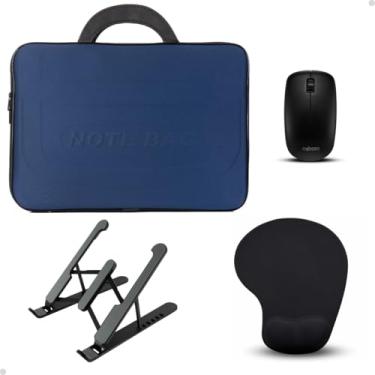 Imagem de Pasta Notebook Feminina Mouse Gamer Suporte Mesa Apoio Para Mouse Kit Pc (Azul Marinho, 15,6")