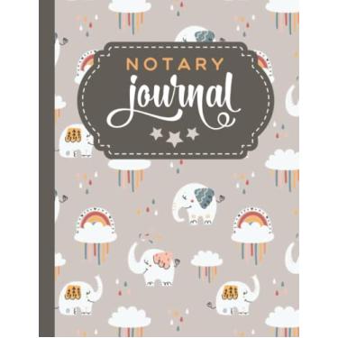 Imagem de Notary Journal: 8.5x11 Large Notarial Logbook/With 200 Numbered Pages - Two Record Logs Per Page / 400 Records/Ledger Book Gift For Signing Agents/Colorful Elephant Rainbow Lover Pattern on Tan