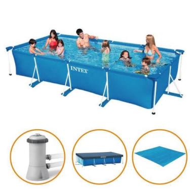 Imagem de Piscina Estrutural Retangular 7.127 Litros Com Filtro + Capa + Forro P