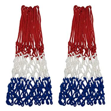 Imagem de Sanung Basketball Net, All Weather Thick Tri-Color Basketball Hoop Net for Competition Training, Standard 12 Loops Basketball Net Replacement for Indoor Outdoor Use, 2 Pack Y