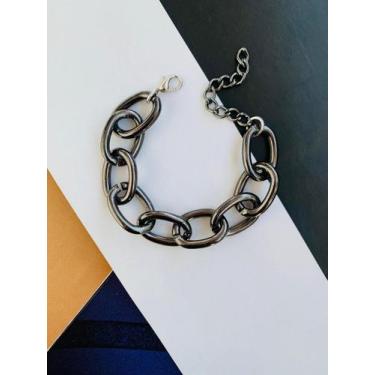 Imagem de Pulseiras Maxi banhadas a Ródio Negro corrente Maximalista elos g - Do