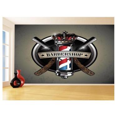 Imagem de Papel De Parede 3D Barbearia Barber Shop Logo 3,5M Brb31 - Você Decora