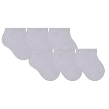 Imagem de 6 Pares Meias Infantil Bebê Kids Sapatilha Cano Curto Selene, Branco, 