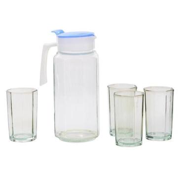 Imagem de Conjunto de Jarra com Copos Transparentes Vidro 5 Peças 900ML - Wincy 