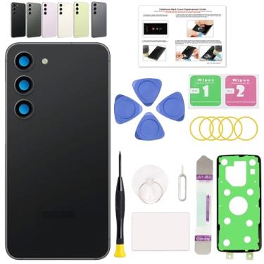 Imagem de GREEN FUSION Compatível com substituição da capa traseira do Galaxy S23, porta de vidro traseira S23 com lente de câmera pré-instalada, ferramentas de reparo e instruções, preto fantasma