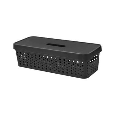 Imagem de Kit 6 Cestos Organizador c/ Tampa Trama Rattan 3,6L Usual - Usual Util
