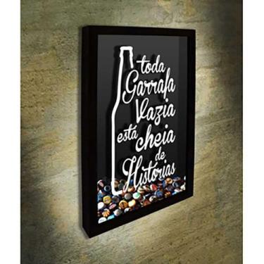 Imagem de Quadro Porta Tampinhas Toda Garrafa Vazia -  Quadro Novo, 30x40, Preto