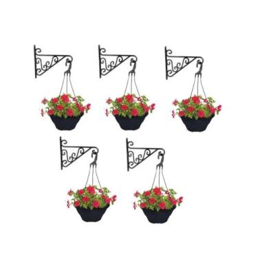 Imagem de 05 suportes mao francesa pendente para vaso de plantas ate 10 kg - Inj