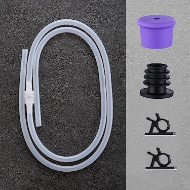 Imagem de GAGALIFE Kit de tubo de extensão de dispensador de sabão de pia, tubo de silicone de grau alimentício de 119 cm com valor de verificação atualizado para dispensador de sabão embaixo da pia, chega de refil superior