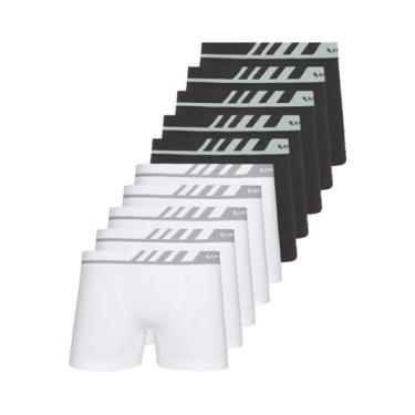 Imagem de Kit com 10 Cuecas Boxer Lupo 671-002 Colorido, Branco, GG