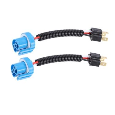 Imagem de Motoforti Adaptador de conector universal 9007 fêmea para cabo de farol macho H4, 6 pinos, metal plástico, preto azul, 2 peças