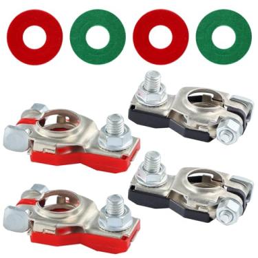 Imagem de LEONTOOL 2 pares de conectores de terminal de bateria para Nissan Sentra Murano 243407F000 243407F001, conjunto de grampo de terminal de cabo de bateria estanhado de cobre, positivo e negativo com