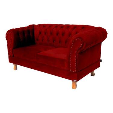 Imagem de Sofá Namoradeira 2 Lugares Chesterfield Duque Capitonê - Suede Preto /