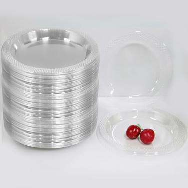 Imagem de DEEZPOZ Pratos de plástico transparente de 15 cm, pacote com 100 unidades – Pratos de bolo descartáveis para sobremesas e aperitivos, churrasco, festa, viagens e eventos, recicláveis (pacote com 100