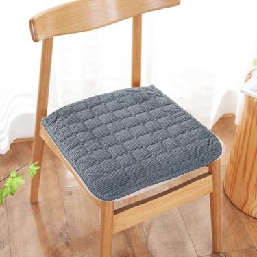 Imagem de PENGKTXXY Almofada de assento de cor sólida espessa para inverno, durável, com laços, antiderrapante, almofada de cadeira removível para quatro estações, para cadeira de escritório, cadeiras de jantar