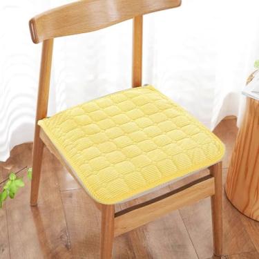Imagem de PENGKTXXY Almofada de assento de cor sólida espessa para inverno, durável, com laços, antiderrapante, almofada de cadeira removível para quatro estações, para cadeira de escritório, cadeiras de jantar