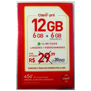 Imagem de CHIP CLARO PREZÃO MENSAL + RECARGA 12GB - Confira os DDD´s