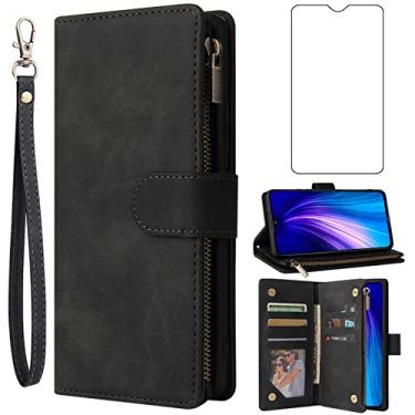 Imagem de Asuwish Capa carteira compatível com Xiaomi Redmi Note 8, protetor de tela de vidro temperado e capa flip de couro, suporte para cartão, acessórios de celular, capas magnéticas para celular Redme