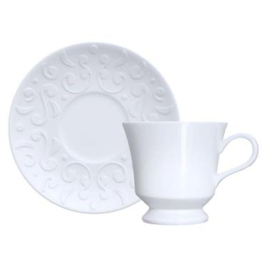 Imagem de Conjunto 8 Xícaras Chá Com Pires Tassel Relevo Porcelana Germer - Porc