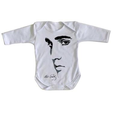 Imagem de body nenê criança roupa bebê manga longa Elvis Presley Rei do Rock - E