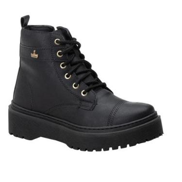Imagem de Coturno Feminino Tratorado Sola Reta Bota Zíper - Floratine, Preto, 36
