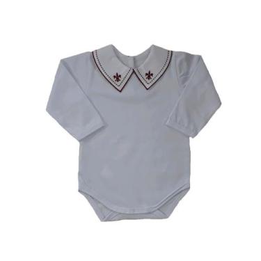 Imagem de Body Bebê Menino Gola Bordada Flor de Liz - Vermelho - Felicitá Baby S