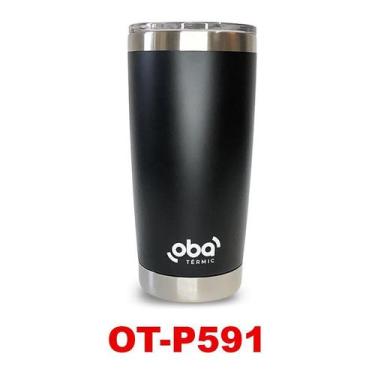 Imagem de Copo Térmico com Tampa e Abridor 591ml Preto - Oba Térmic