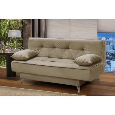 Imagem de sofá cama 1,80m Pietra Suede Bege Kaleo Decor