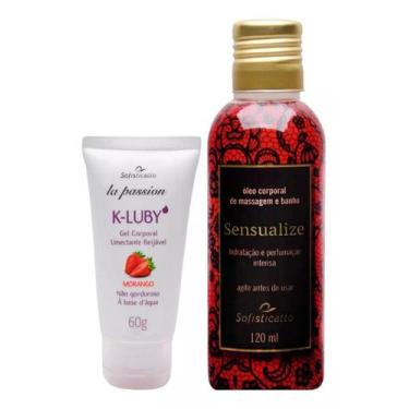 Imagem de Kit K-LUBY Gel Corporal Massagem Beijável Morango + Óleo de Massagem S