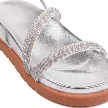 Imagem de Sandália papete feminina brilho lia - LilaBlu, Cinza claro, 37