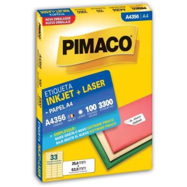 Imagem de Etiqueta A4 A4356 100 Folhas 25,4 X 63,5 MM Caixa com 3300 - Pimaco