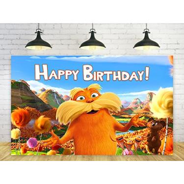 Imagem de The Lorax Backdrop Party Supplies Dr Seuss Birthday Theme Photo Background The Lorax Banner for Birthday Party Caketable Decoration 1,5 x 0,9 m