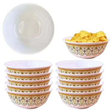 Imagem de 10 Tigelas Bowl de Melamina Decorado Para Sobremesas 830ml - Fx