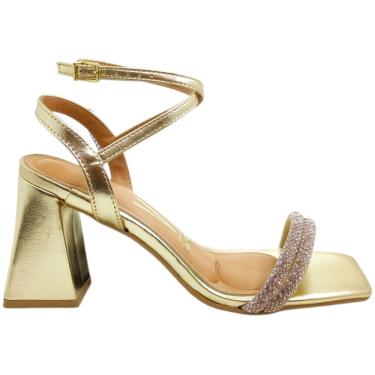 Imagem de Sandália Feminina Social Casual Dia a Dia Passeio com Strass Salto Bloco Alto Vizzano 6464.419