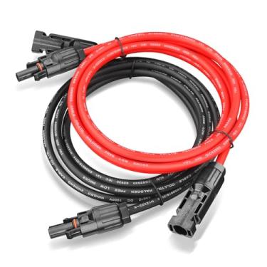 Imagem de LeTaoXing Cabo de extensão de painéis solares 10AWG, cabo de extensão solar de 1,8 m com conector macho e fêmea, cabo de painel solar fotovoltaico de calibre 10, IP67, à prova d'água, para painel