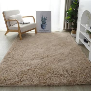Imagem de Tapete peludo para sala de estar, decoração moderna para quarto, carpete grande, preto, cinza, branco, antiderrapante, tapetes infantis, camelo, 120x200cm