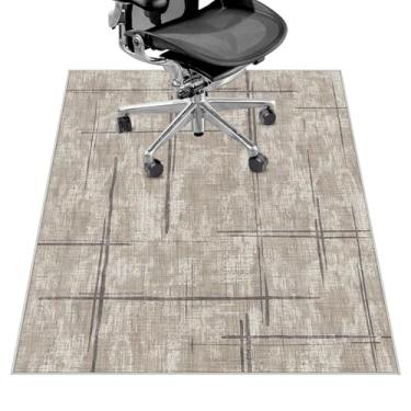 Imagem de Lreedy Tapete de Cadeira de Escrita 91 cm x 122 cm para Piso de Madeira e Azulejo - Cáqui