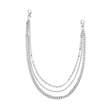 Imagem de Calça punk com corrente de jeans para mulheres, adolescentes e meninas, corrente para calças, corrente de prata, cintos para mulheres, Small, Liga metálica