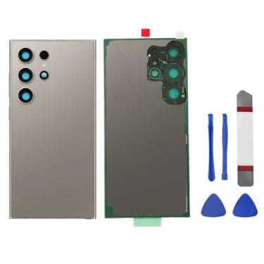 Imagem de Substituição de vidro traseiro traseiro para Galaxy S24 Ultra para Samsung Galaxy S24 Ultra, Galaxy S24 Ultra 5G Substituição de vidro traseiro com lente de câmera pré-instalada e adesivo + kits de