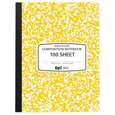 Imagem de EPI Caderno de composição de mármore pautado largo, amarelo, 100 folhas, pacote com 4